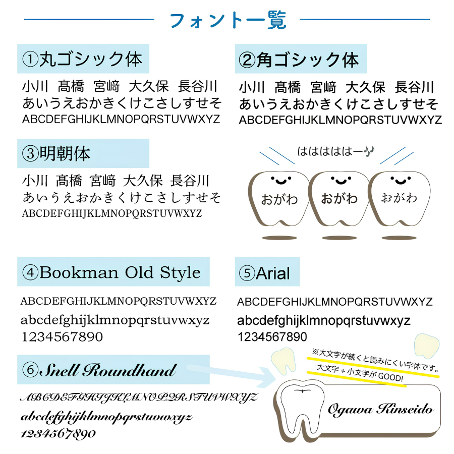 使用フォント一覧