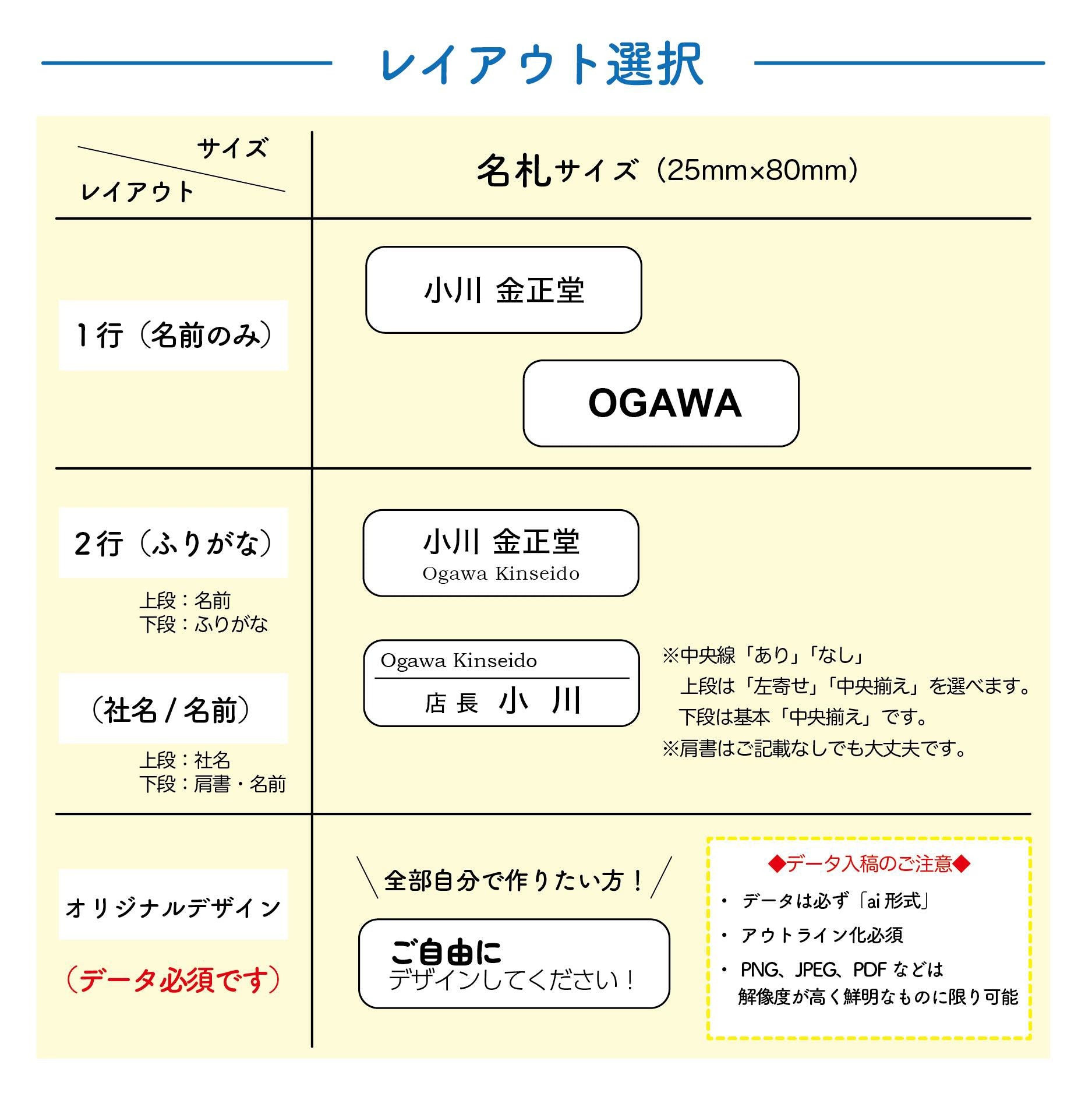 ホワイトアクリル名札(25㎜×80㎜)